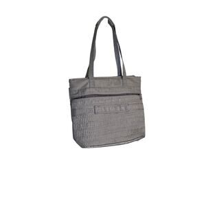 Lug Womens Gray Solid Front Slip Pocket Double Handle Travel Totes Bags One Size